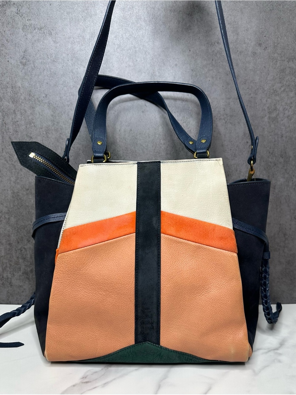 Jerome Dreyfuss Anatole Colorblock Leather Tote Bag